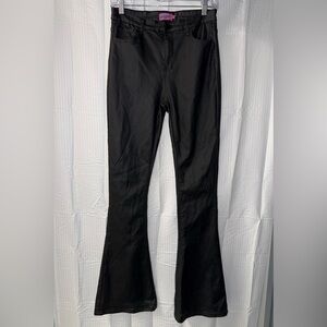 Edikted Luna Faux Leather Flare Leg Pants Size L